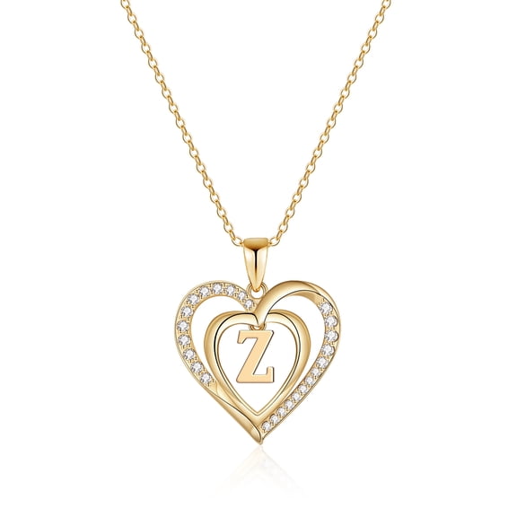 IEFSHINY Initial Heart Necklace For Women Cubic Zirconia Initial Heart Pendant Necklace for Women