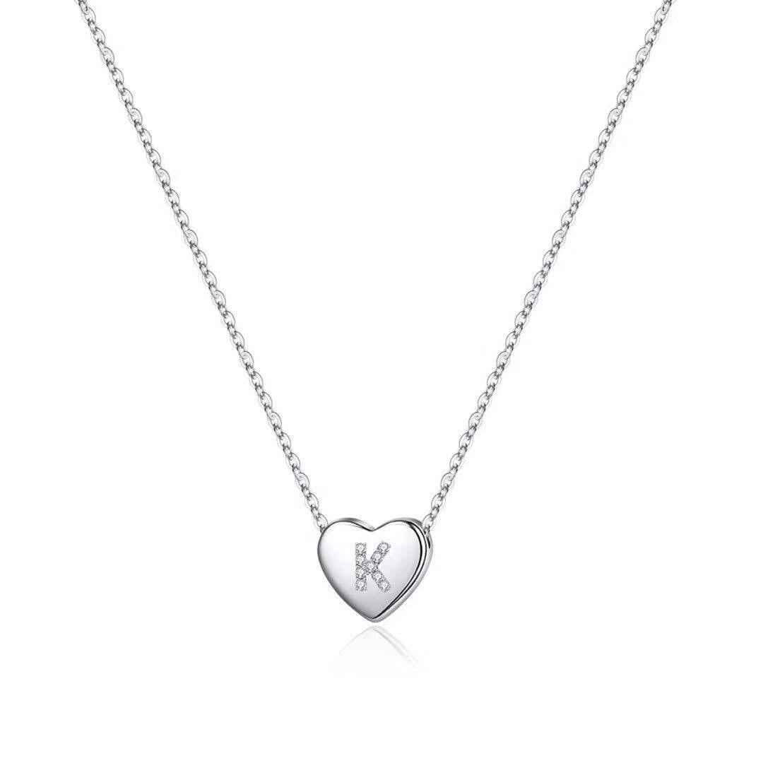 IEFSHINY Initial Heart Necklace for Women Girls 925 Sterling Silver