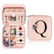 IEFSHINY Initial Travel Jewelry Box for Women Girls PU Leather Portable Waterproof Jewelry Box for Women Girls Jewelry Gifts