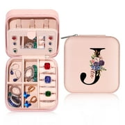 IEFSHINY Initial Travel Jewelry Box for Women Girls PU Leather Portable Waterproof Jewelry Box for Women Girls Jewelry Gifts