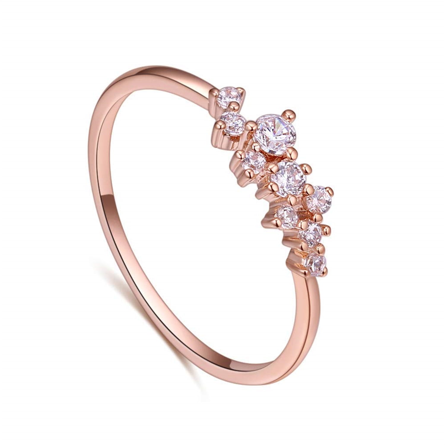 Women's Fashion Engagement Rose Gold Opal Rings Simple Style Finger Ring  Crystal Stud Thin Hoops Hand Bands Ring Size 5 - 10 - Rings - AliExpress