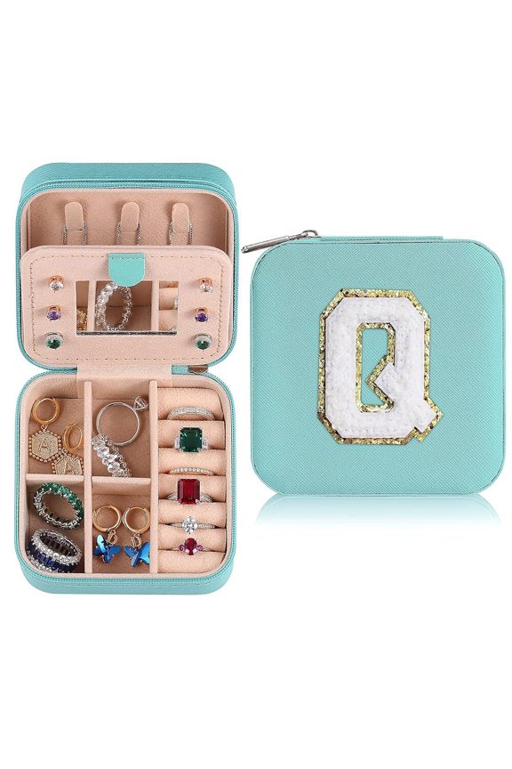 Small Jewelry Box for Girls, Travel Initial Jewelry Organizer Box, Mini Travel Jewelry Box