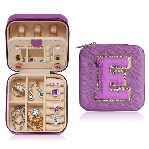 IEFSHINY Travel Jewelry Case for Women Girls, Small Initial Travel Jewelry Case, Personalized Travel Mini Jewelry Organizer