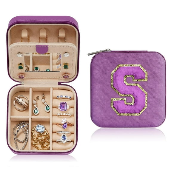 IEFSHINY Travel Jewelry Case for Women Girls, Small Initial Travel Jewelry Case, Personalized Travel Mini Jewelry Organizer