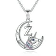 thumbnail image 1 of IEFSHINY Unicorns Necklaces for Women 14K White Gold Plated Crescent Moon Pendant Initial Necklace for Women Jewelry Gifts, 1 of 7