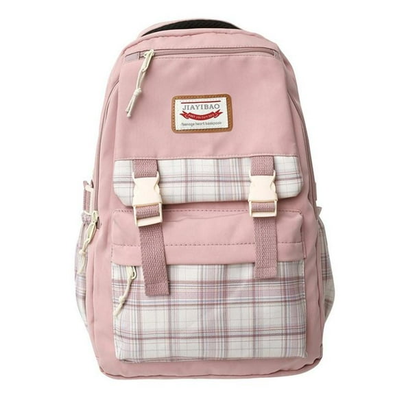 IELGY Korean Version Of Large Capacity Backpack Women All Match Fashion Casual Plaid Pattern Nylon Bag