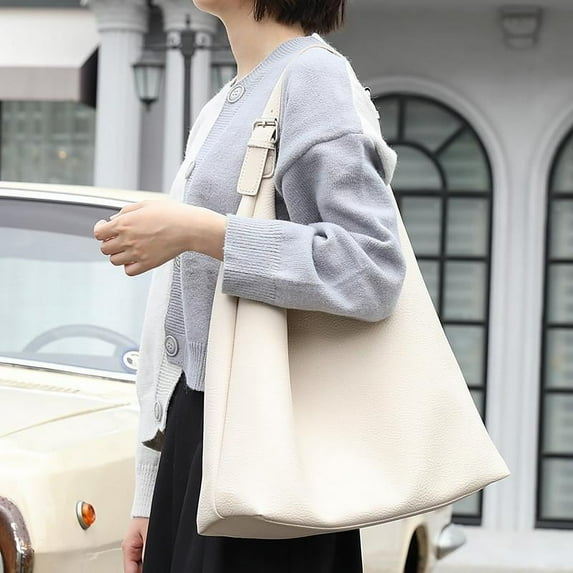 IELGY Korean version of simple lychee pattern handbag, casual pu leather mother bag, fashionable large-capacity shoulder women's bag