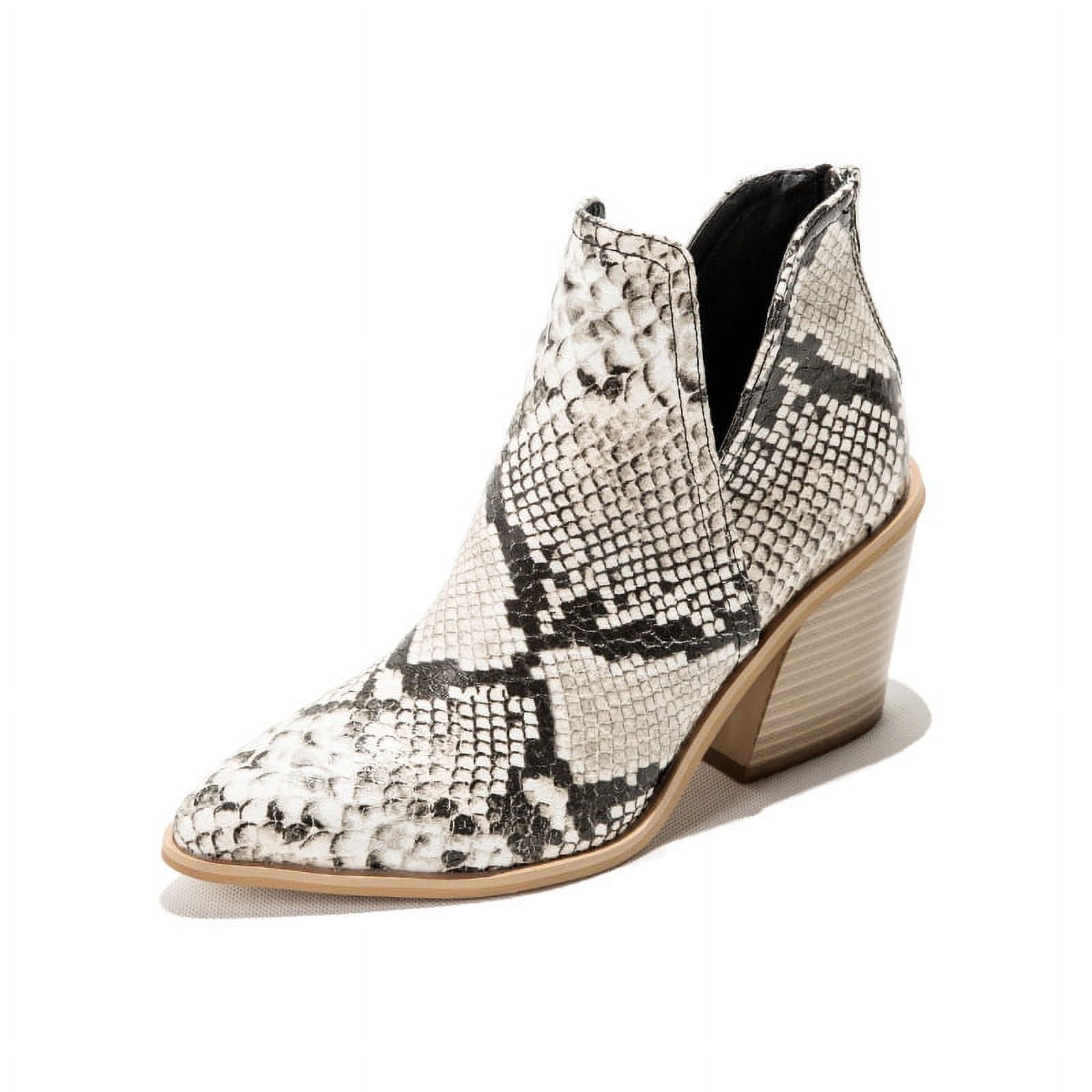 IELGY Leopard Print Short Boots Women's High Heel Martin Boots Thick