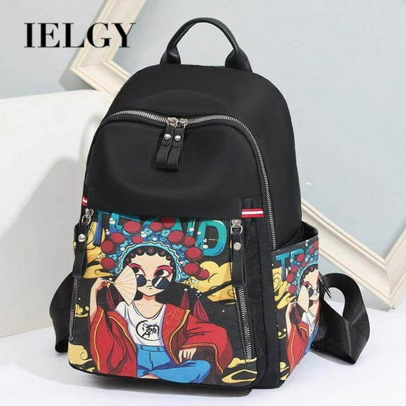 IELGY all-match casual wear-resistant backpack women's fashion personality print backpack