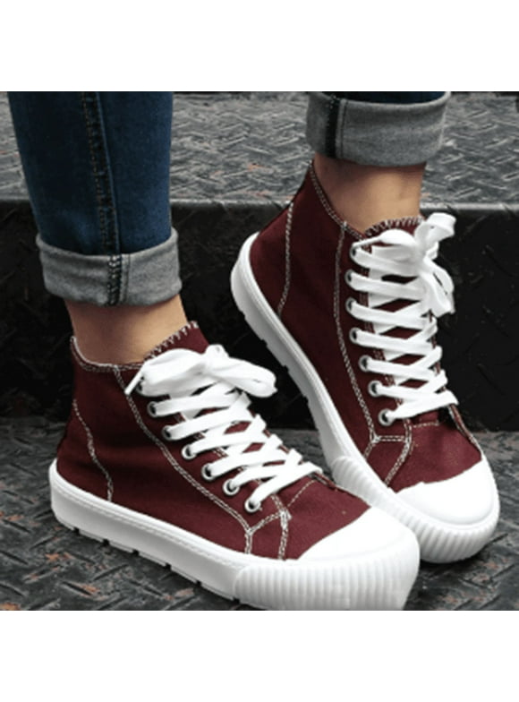 IELGY high-top canvas shoes casual comfortable trendy fashion thick-soled loose big
