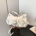 thumbnail image 1 of IELGY pleated locomotive style one shoulder underarm silver bag, women's fashion commuter oblique span small square bag, 1 of 2