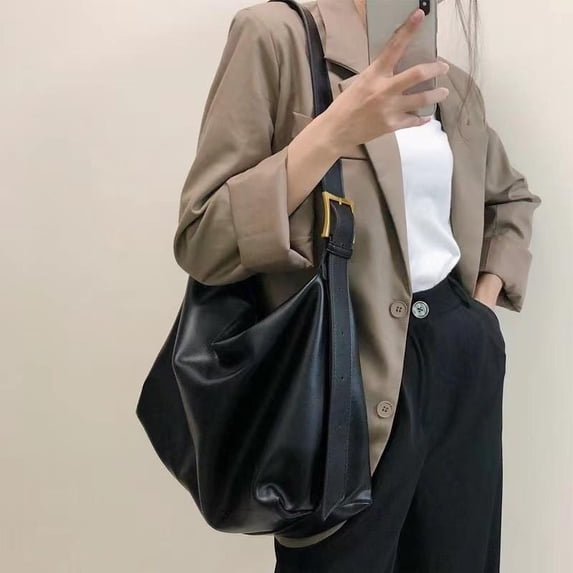 IELGY women's brown minimalist shoulder bag, versatile commuter bag, fashionable new large-capacity messenger bag