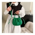 thumbnail image 1 of IELGY women's fresh green pleated portable bucket bag, versatile shoulder messenger bag, 1 of 2