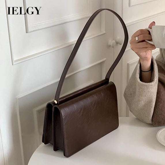 IELGY women's niche design retro pu leather shoulder bag