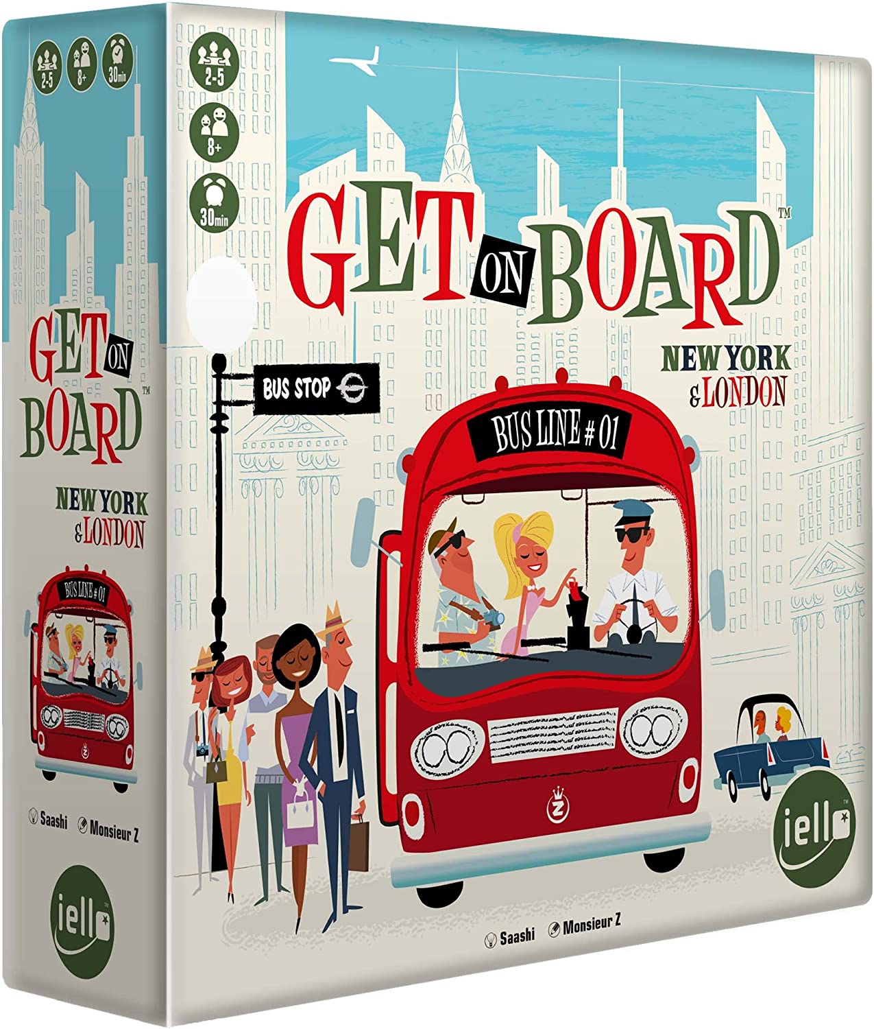 IELLO Get On Board New York & London, A Flip & Write Game, Clever
