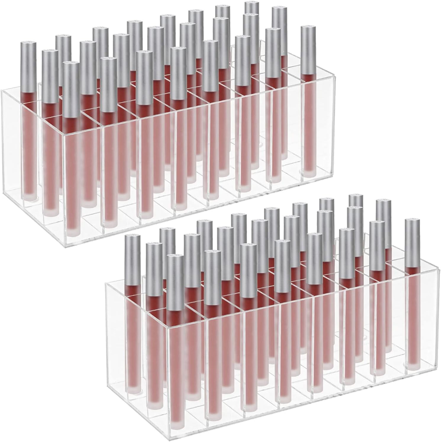 IEMIEBSHA 2 Pack Lip Gloss Holder Organizer, 24 Spaces Acrylic Lip Gloss Organizer & Beauty