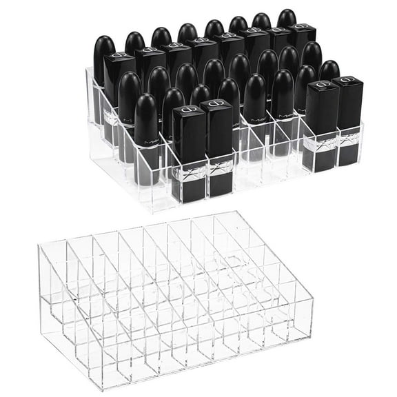 IEMIEBSHA 2 Pack Lipstick Holder, 40 Slot Acrylic Lipstick & Makeup Organizer, Clear Cosmetic Display Case for Lipstick, Brushes, Bottles