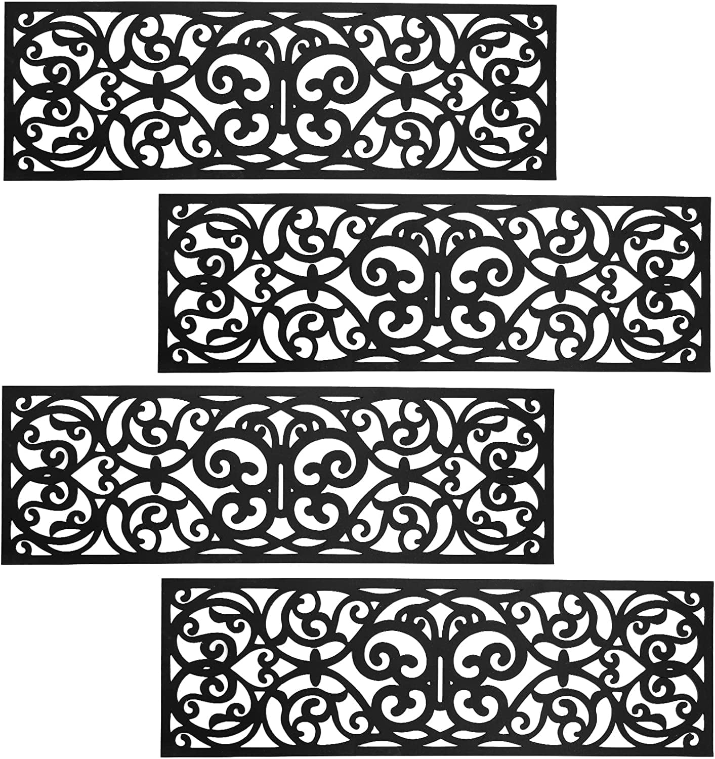 IEMIEBSHA 4 Pack Rubber Stair Mats, Non Slip Stair Treads Mat, Rubber Scroll Doormat for Outdoor, Indoor, Entrance, Stairs (29" x 9.5")