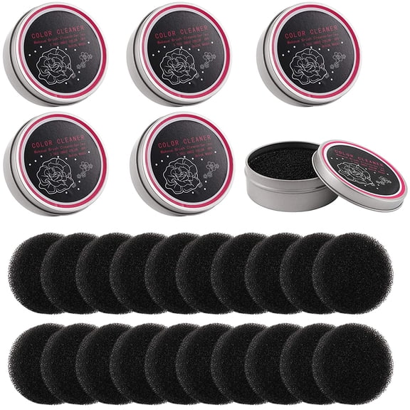 IEMIEBSHA 6 Pack Color Removal Cleaner Sponge with 20 Pack Replacement Sponge, Dry Makeup Brush Quick Cleaner Sponge, Easily Clean Makeup Brushes Without Water or Chemical Solution for Travel