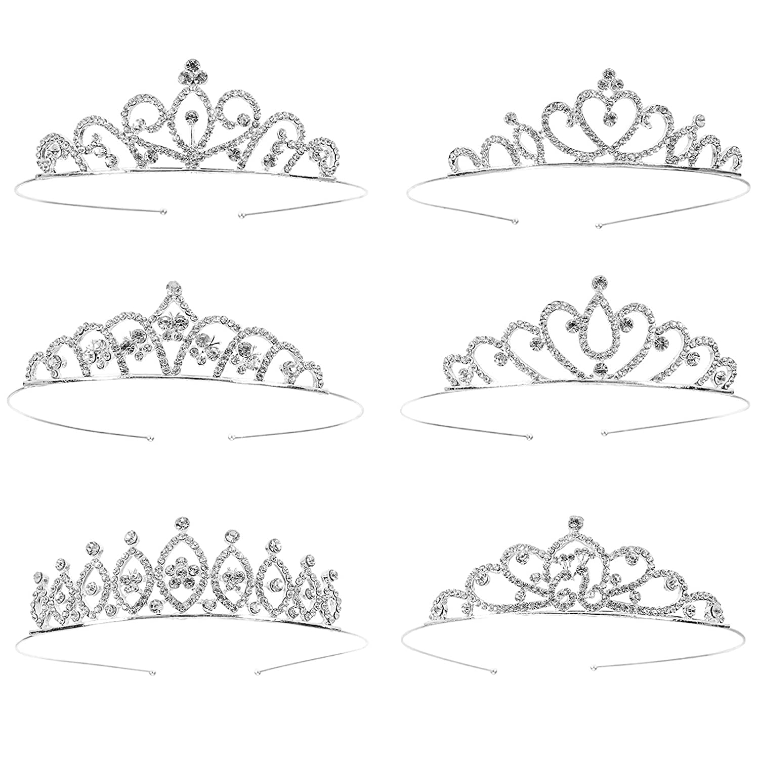 IEMIEBSHA Rhinestone Alloy Crystal Tiara Princess Crown, 6 IEMIEBSHA Rhinestone Alloy Crystal Tiara Princess Crown, 6