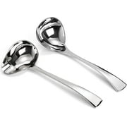 IEMIEBSHA Set of 2 Gravy Spoon Small Ladle 7 Inch Sauce Drizzle Spoon with Spout, 18/10 Stainless Steel Mini Soup Ladle Kitchen Utensils Table Serving