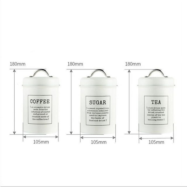 IEMIEBSHA Set of 3 Kitchen Canisters with Airtight Lids, Coffee Tea