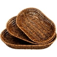 thumbnail image 1 of IEMIEBSHA Set of 3 Wicker Baskets, Bread Baskets Sets, Tabletop Food Serving Baskets Trays, Handwoven Storage Basket Bin, Fruit Vegetables Sundries Storage Basket for Home, Restaurant, Bakery, 1 of 7