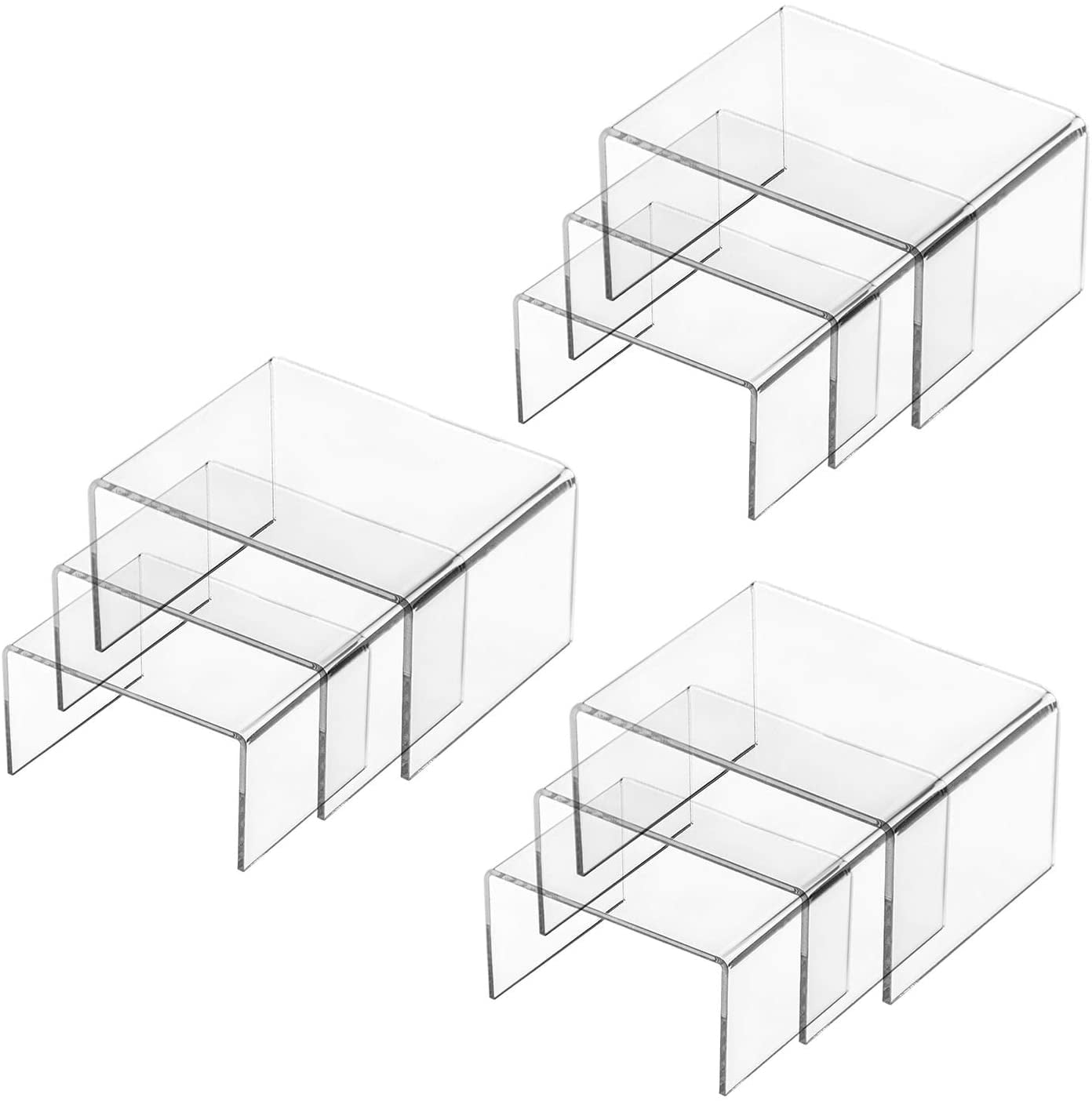 IEMIEBSHA Set of 9 Clear Acrylic Display Risers for Figures, Buffets ...