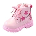 thumbnail image 1 of IEMIEMIEM Boots for Girls with Side Zipper Lace Up Star Print Girls Beige Comfortable Cute Combat Boots Kids Boot for Kids/Toddler Girl Boot Pink 10 Toddler, 1 of 5