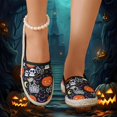 thumbnail image 1 of IEMIEMIEM Canvas Shoe for Women Halloween Cute Pumpkin Ghost Print Loafers Slip on Flat Shoes Embroidered Cloth Walking Sneakers 8.5 wide, 1 of 8