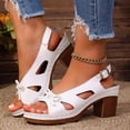 thumbnail image 1 of IEMIEMIEM Chunky Heeled Sandals for Womens Bohemian Cutout Open Toe Slip On Summer Sandals Ankle Strap Sandals Party Dress Sandals White 8.5 Wide, 1 of 6