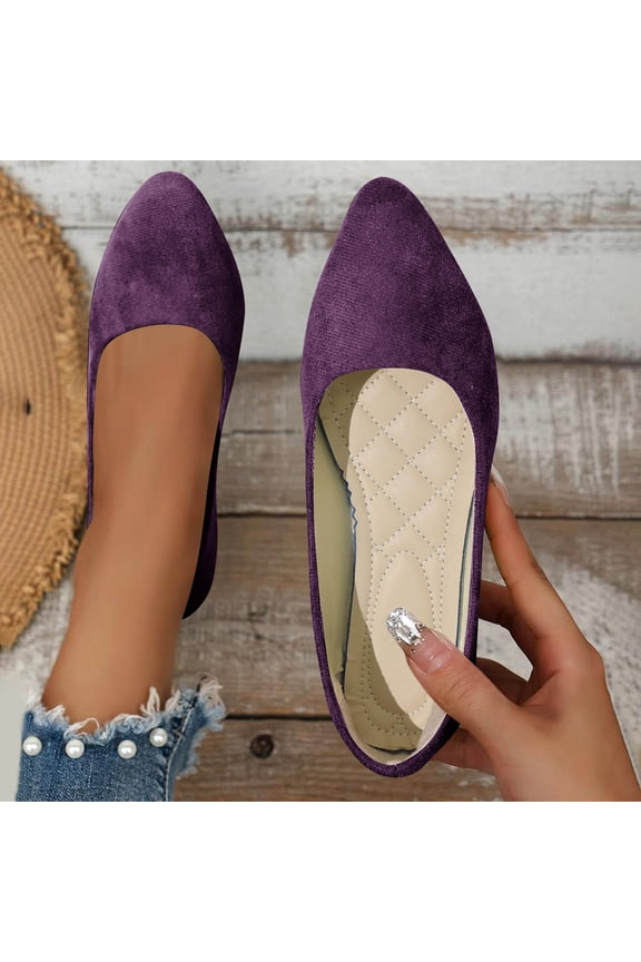 Flat Shoes for Women Slip On Comfortable Walking Ballerina Shoes 2026 Ladies Cute Ballet Flats Pumps Low Wedge Dolly Shoes Dark Purple 10 Wide