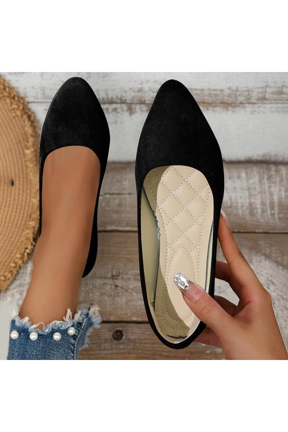 Flat Shoes for Women Slip On Comfortable Walking Ballerina Shoes 2026 Ladies Cute Ballet Flats Pumps Low Wedge Dolly Shoes Black 7.5 Wide