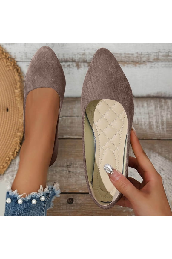 Flat Shoes for Women Slip On Comfortable Walking Ballerina Shoes 2026 Ladies Cute Ballet Flats Pumps Low Wedge Dolly Shoes Camel 10 Wide