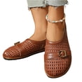 thumbnail image 1 of IEMIEMIEM Flats for Women Mesh Mary Jane Slides Comfortable Breathable Non Slip Slip on Closed Rounded Toe Flat Sandals Summer Beach Slippers Brown 8.5 Wide, 1 of 5