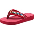 thumbnail image 1 of IEMIEMIEM Flower Rhinestone Wedge Flipflops For Women Boho High Heel Platform Nonslip Thong Sandals Crystal Jeweled Sandal Shoes for Summer Beach Holiday Outdoor Hot Pink 6.5 Wide, 1 of 7