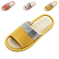 thumbnail image 1 of IEMIEMIEM Linen Slippers for Women Japanese Style Summer House Slippers Indoor Lightweight Open Toe Bathroom Slides Soft Sole Sandals for Home 6.5-7 wide, 1 of 7