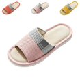 thumbnail image 1 of IEMIEMIEM Linen Slippers for Women Japanese Style Summer House Slippers Indoor Lightweight Open Toe Bathroom Slides Soft Sole Sandals for Home 8-9 wide, 1 of 6