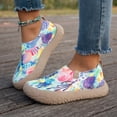 thumbnail image 1 of IEMIEMIEM Loafers for Women Casual Travel Painted Walking Shoes Mesh Knit Slip On Lightweight Comfortable Canvas Fashion Sneakers Non Slip Shoes Blue 7 Wide, 1 of 4