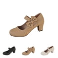 thumbnail image 1 of IEMIEMIEM Mary Jane for Women Vintage Heels with Bow Pumps Closed Toe Slip On Sweet Ankle Strap 2026 Elegant Comfortable Formal Dressy Ladies Shoes Brown 9 Wide, 1 of 10