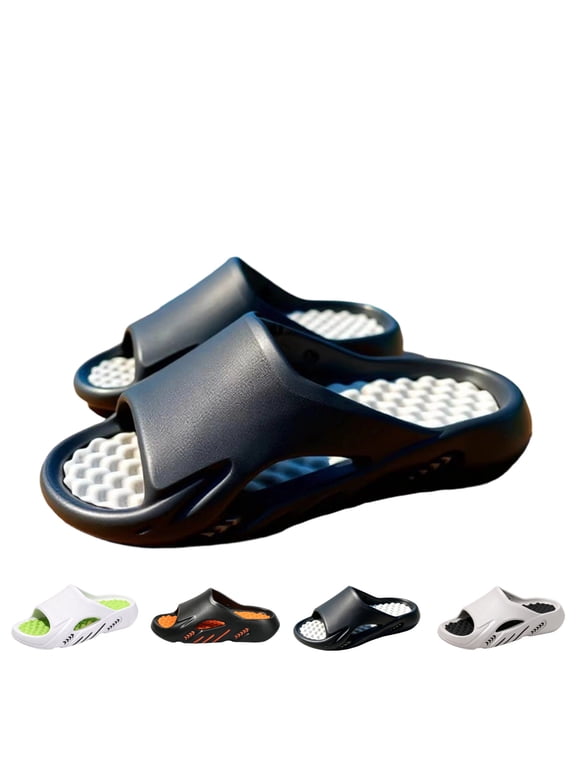 Men's Comfort Slippers Trendy Soft Sole Lightweight Home Shower Slides Non-Slip Beach Slides Massage EVA Sandals 11-11.5 wide