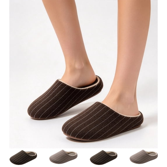 IEMIEMIEM Men’s Fuzzy Memory Foam Slippers Warm Stripe Winter Warm ...