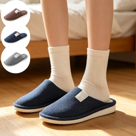 IEMIEMIEM Men's House Slippers, Cushion Memory Foam Upper Home Comfortable Warm Winter Cozy Soft Lightweight Indoor House Shoes Non-slip Rubber Sole 10 wide
