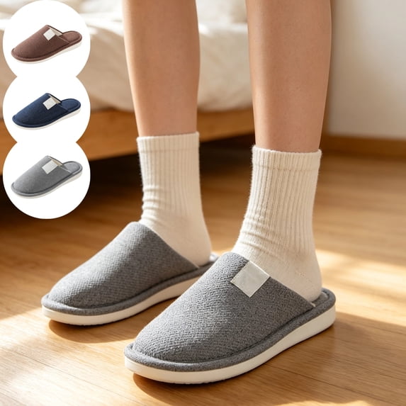 IEMIEMIEM Men's House Slippers, Cushion Memory Foam Upper Home Comfortable Warm Winter Cozy Soft Lightweight Indoor House Shoes Non-slip Rubber Sole 9.5 wide