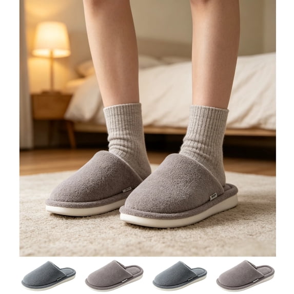 IEMIEMIEM Men's Slippers Plush Warm Feet Thick-soled Fuzzy Non-slip Home Indoor Soft Sole For Fall Winter Shoes 10 wide