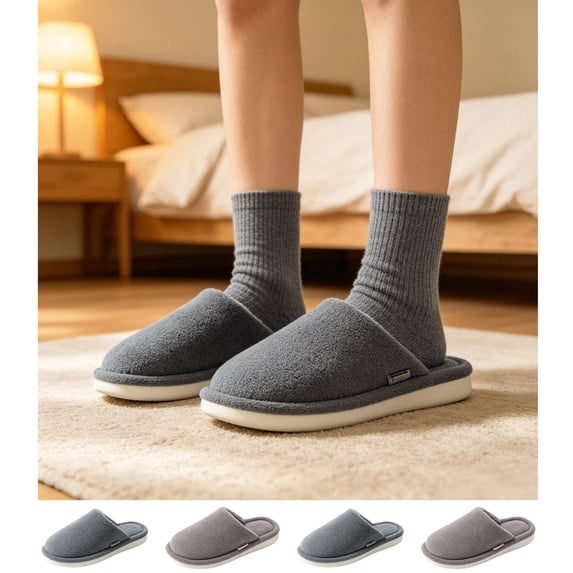 IEMIEMIEM Men's Slippers Plush Warm Feet Thick-soled Fuzzy Non-slip Home Indoor Soft Sole For Fall Winter Shoes 9.5 wide