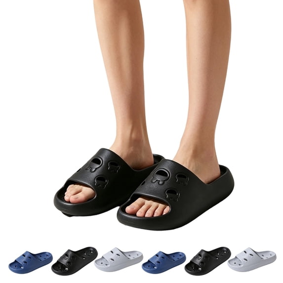 IEMIEMIEM Mens Shower Shoes Quick-Dry Bathroom Slippers with Drainage Hole Non-Slip Gym Slides Arch Support Pool Shower Sandals for Dorms 7-7.5 wide
