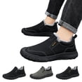 thumbnail image 1 of IEMIEMIEM Mens Snow Boots Winter Shoes Comfortable Cotton-Padded Plush Lined Slip on Casual Warm Walking Orthopedic Sneakers Waterproof House Shoes 7.5 Wide Black, 1 of 8