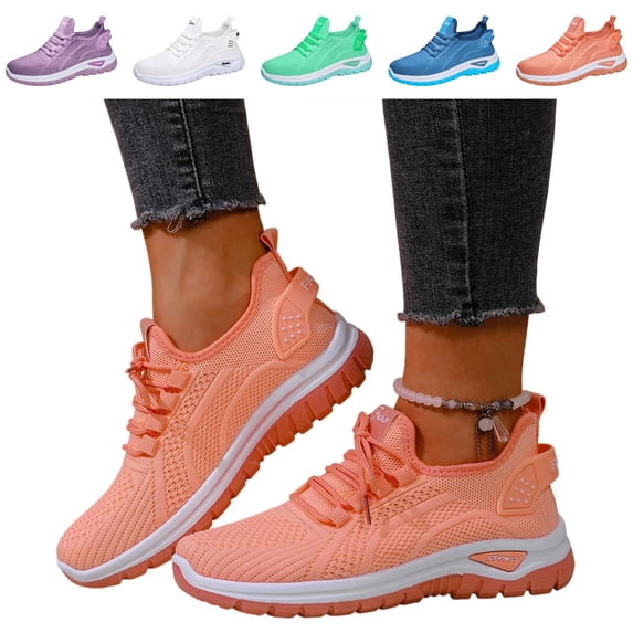 IEMIEMIEM Mesh Sneakers for Women Comfortable Arch Support Running Shoes Breathable Athletic Gym Trainers Lace up Casual Walking Shoe 7 wide