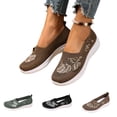 thumbnail image 1 of IEMIEMIEM Orthopedic Dress Shoes for Women Arch Support Flower Embroidered Non Slip Slip on Work Shoes Lightweight Mesh Stretch Server Shoes Comfort 2026 Foam Shoes Brown 7 Wide, 1 of 8